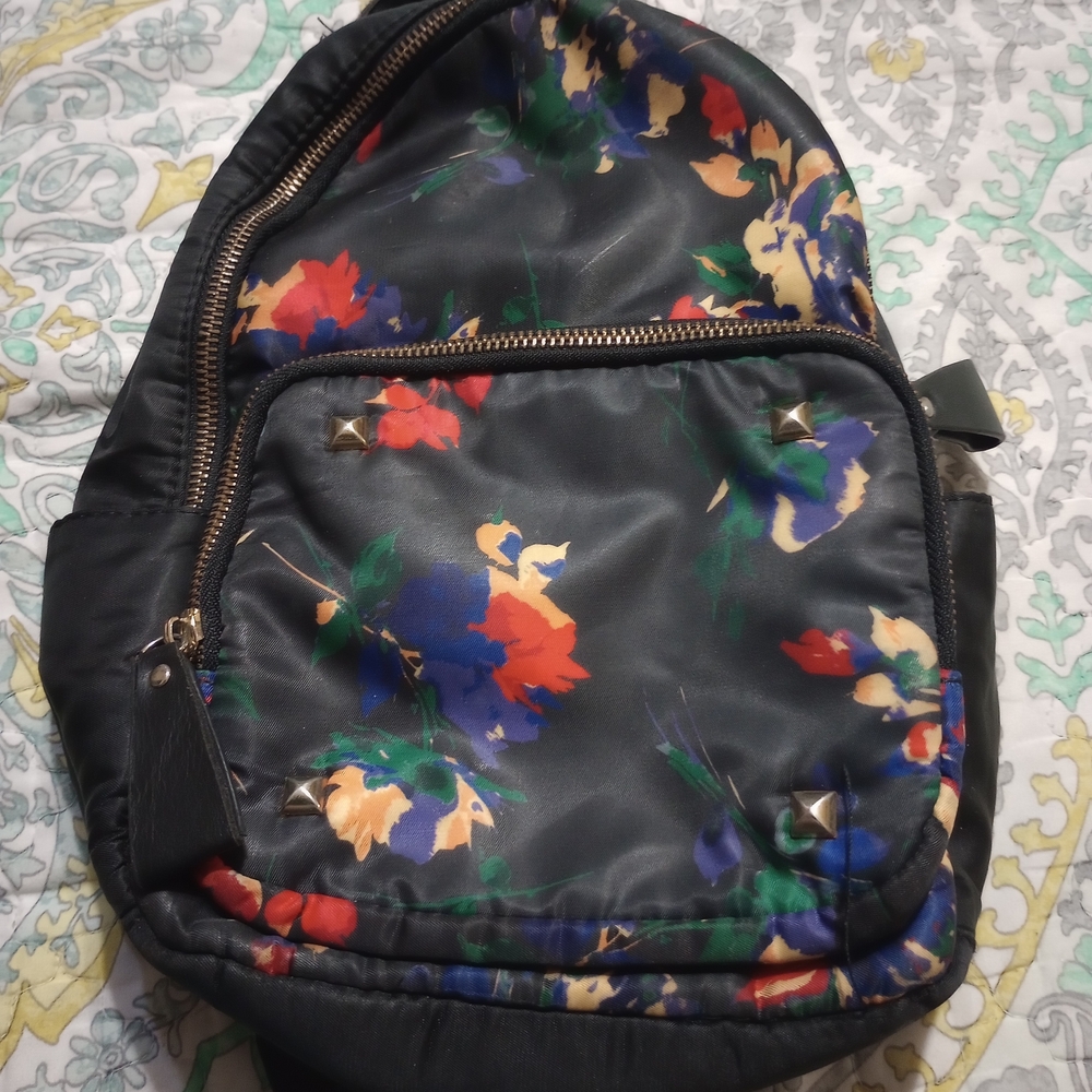 Floral Black Mini Backpack